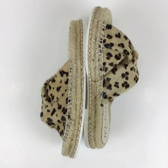 Anthropologie Matisse Cruise Espadrille Leopard Print Calf Hair Slide Sandal | 7 - Picture 4 of 11